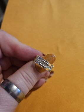 Gold-Tone Crystal Bar Ring - Yellow